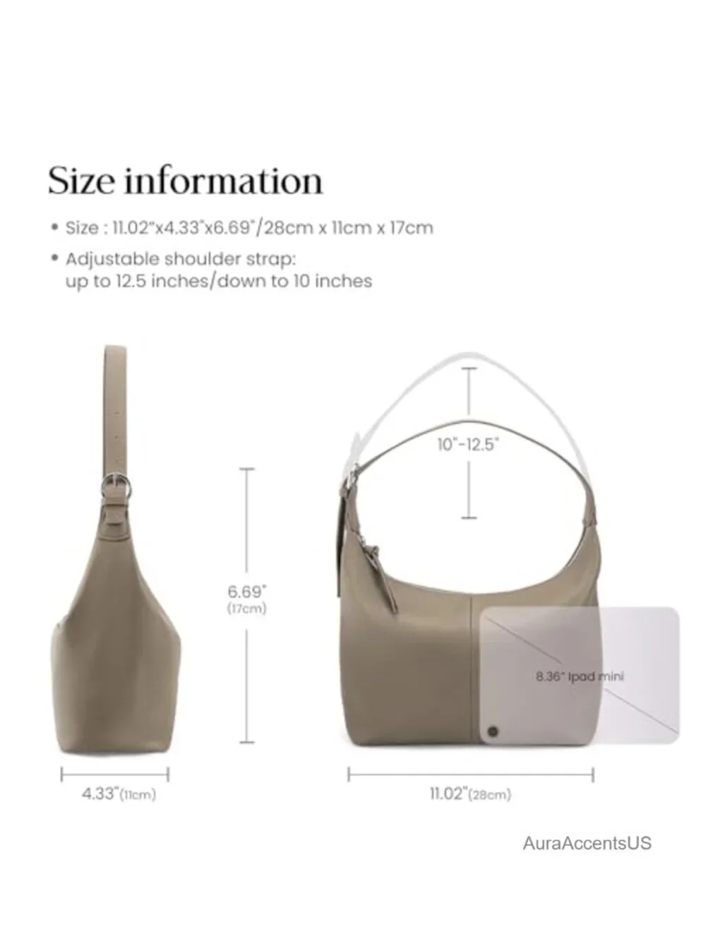 Genuine Leather Slouchy Hobo Bag for Women - Lightweight Top-Grain Leather Purse